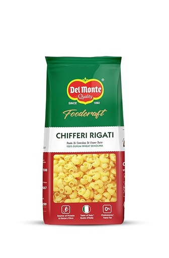 [del-monte-foodcraft-chifferi-rigate-elbow-pasta-100-durum-wheat-no-maida-1kg] Del Monte Foodcraft Chifferi Rigate (Elbow) Pasta (100% Durum Wheat - No Maida), 1Kg