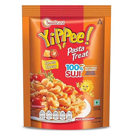[sunfeast-yippee-pasta-treat-tomato-cheese-soft-cheesy-pasta-instant-pasta-made-with-suji-rava-65g-pack] Sunfeast YiPPee! Pasta Treat | Tomato Cheese | Soft & Cheesy Pasta | Instant Pasta Made with Suji/ Rava | 65g Pack
