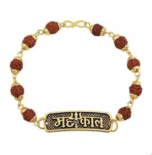 AJS Mahakal Rudraksha Bracelet Stretchable Energized Wrist Band Adjustable Band Bracelet For Men