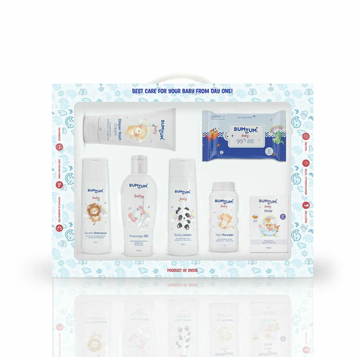 BUMTUM Baby Gift Box 7 Pieces | Skin & Hair Care Products Gift Box | Newborn Baby Essentials | New Born Baby Gifts | Baby Shower Gift | Combo Pack of 1